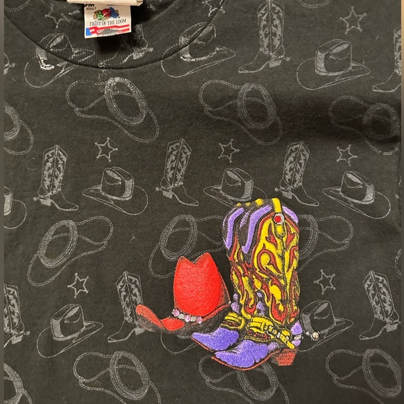 Vintage Western AOP Single Stitch Tee Shirt. Cowboy. Country. Retro. Rare - Picture 3 of 8